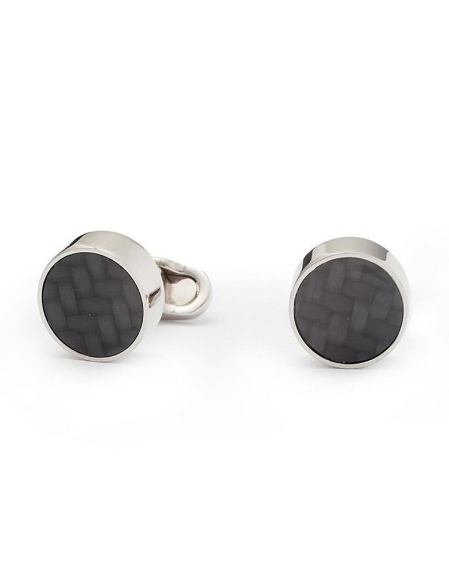 Gioielli Mon Art Gioielli Uomo | Tokyo Brass And Carbon Fiber Round Cufflinks