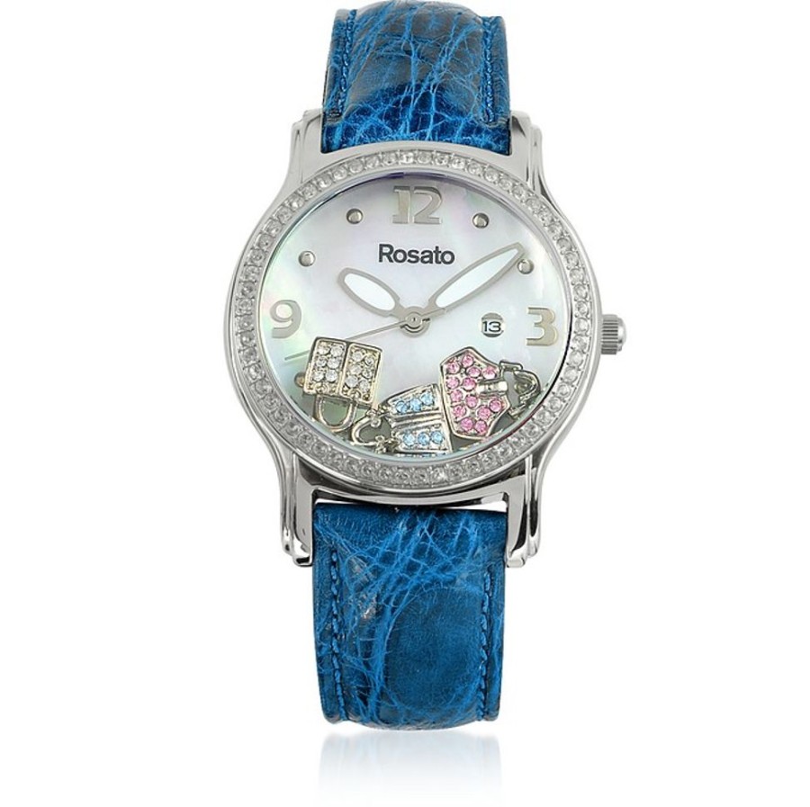 Gioielli Rosato Orologi Donna | Floating Bag Charms Women'S Watch W/Croco Embossed Leather Strap