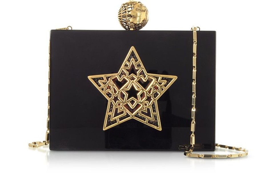 Borse Maissa Clutch & Mini | Clutch Lady Rockstar In Plexiglass Nero Con Stella 3D