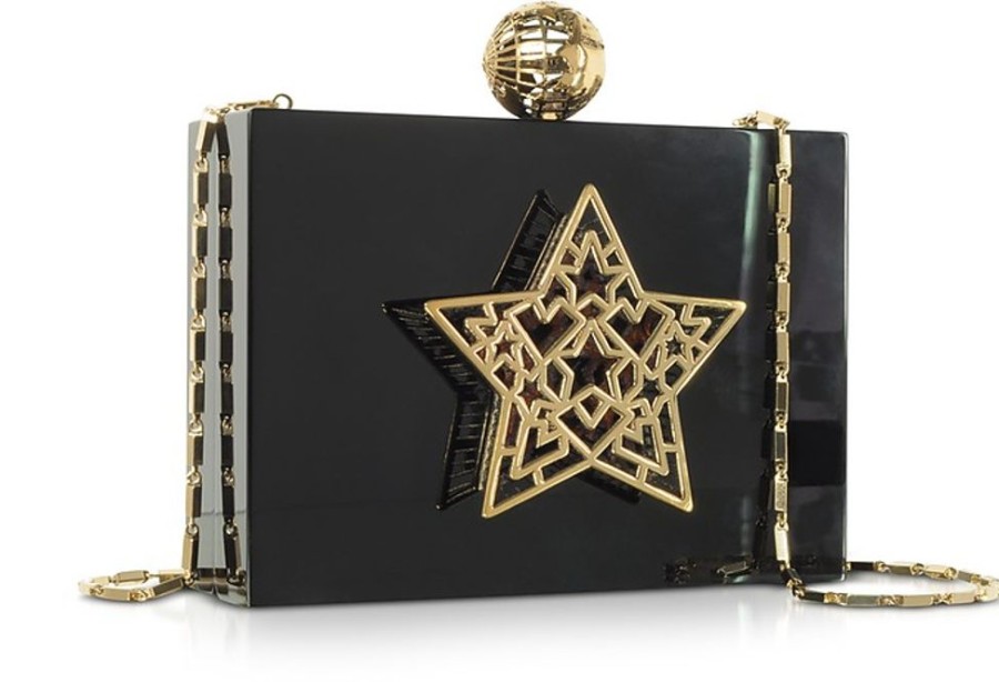 Borse Maissa Clutch & Mini | Clutch Lady Rockstar In Plexiglass Nero Con Stella 3D