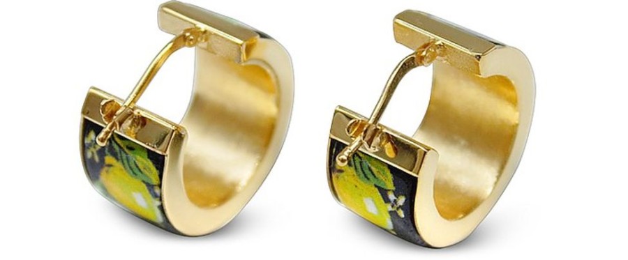 Gioielli Tuscan Jewels Contemporary Jewelry | 18K Gold Plated Sterling Silver And Ceramic Hoop Earrings