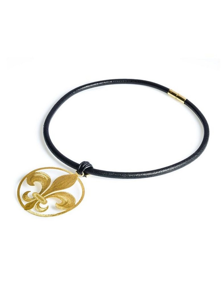 Gioielli Stefano Patriarchi Contemporary Jewelry | Etched Golden Silver Large Giglio Choker