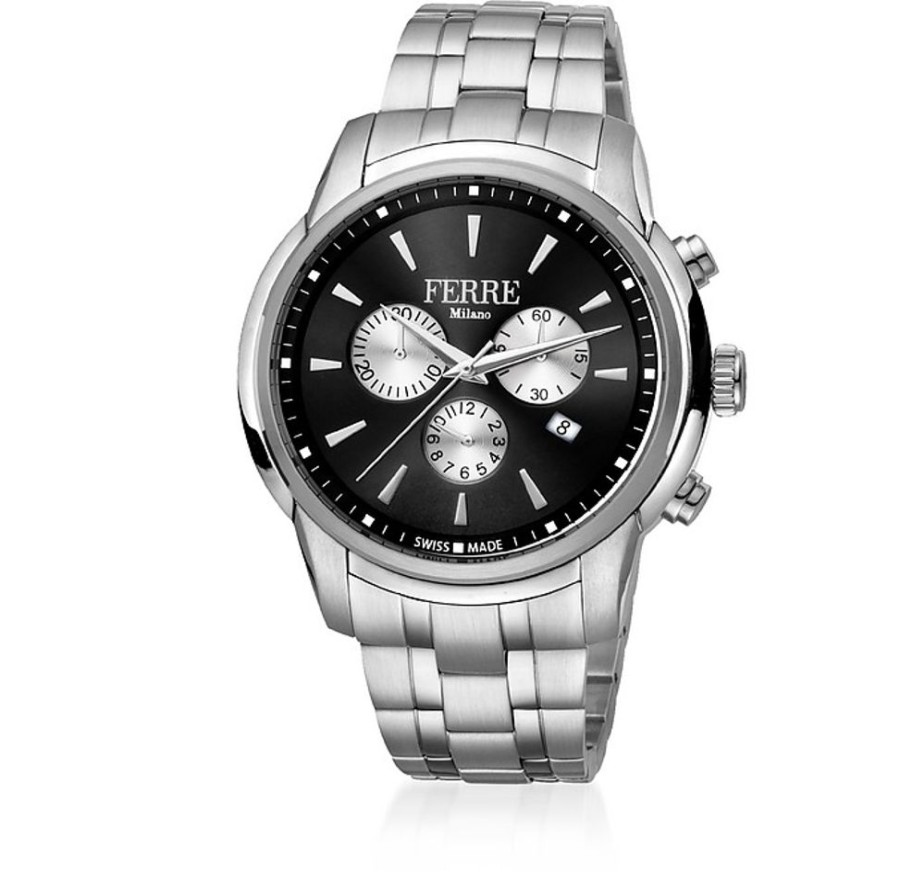 Gioielli Ferre' Milano Orologi Uomo | Black Dial Stainless Steel Men'S Watch