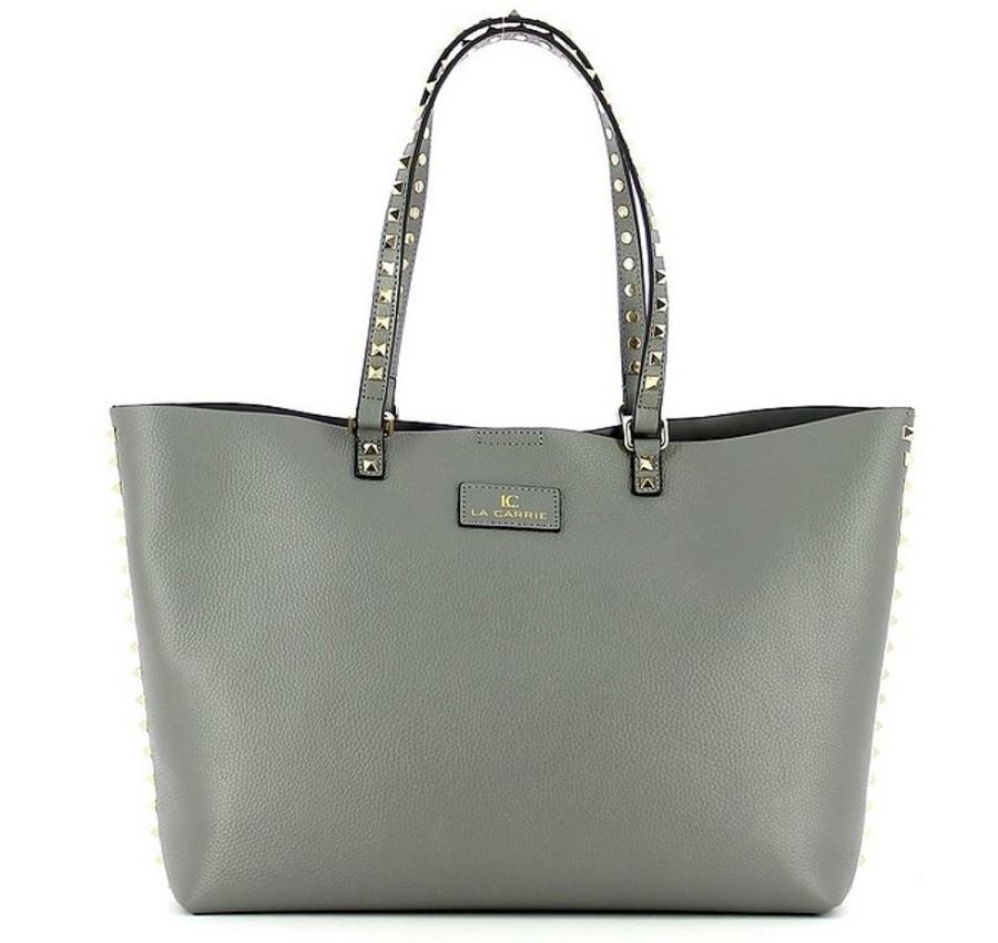 Borse LA CARRIE Shopping | Gray Studded Rose Tote Bag