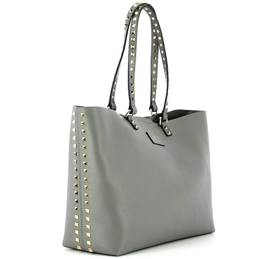 Borse LA CARRIE Shopping | Gray Studded Rose Tote Bag