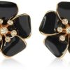 Gioielli Rosato Fine Jewelry | Rose Gold And Black Enamel Daisy Earrings