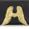 Borse Bernard Delettrez Clutch & Mini | Clutch In Pelle Nera Con Ali D'Angelo Dorate