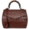 Borse Buti Exotics | Cocco Embossed Leather Medium Satchel W/Bamboo Handle