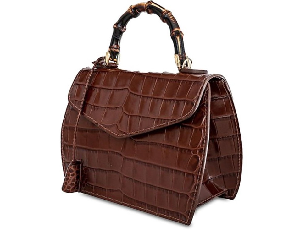 Borse Buti Exotics | Cocco Embossed Leather Medium Satchel W/Bamboo Handle