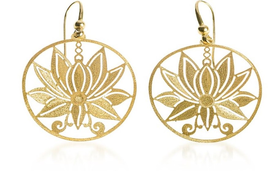 Gioielli Stefano Patriarchi Contemporary Jewelry | Etched Golden Silver Medium Loto Earrings