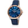 Gioielli Ferre' Milano Orologi Uomo | Blue Dial Stainless Steel Men'S Watch W/Croco Embossed Leather Strap