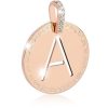 Gioielli Rebecca Contemporary Jewelry | Rose Gold-Plated Bronze & Zirconia A Charm W/Stainless Steel Necklace