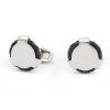 Gioielli Mon Art Gioielli Uomo | Lisbona Round Brass And Woven Leather Cufflinks