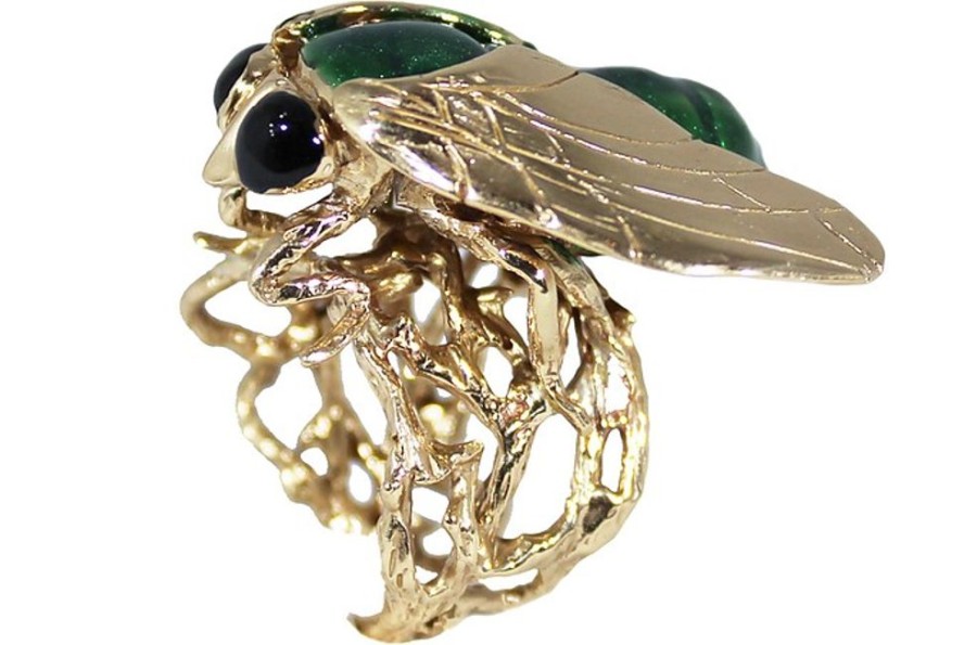 Gioielli Bernard Delettrez Contemporary Jewelry | Gold Plated Fly Ring With Enamel