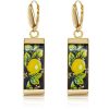 Gioielli Tuscan Jewels Contemporary Jewelry | 18K Gold Plated Sterling Silver Drop Earrings W/5 Cm Ceramic Charm Pendant