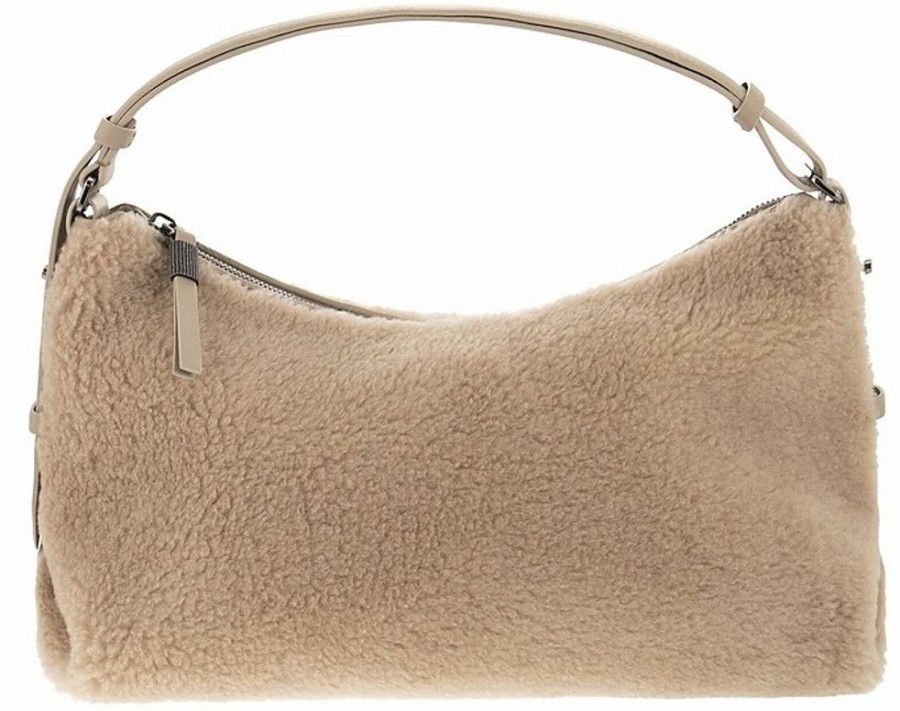 Borse Brunello Cucinelli A Mano | Fleecy Bag Made Of Virgin Wool And Cashmere W/Jewel Detail