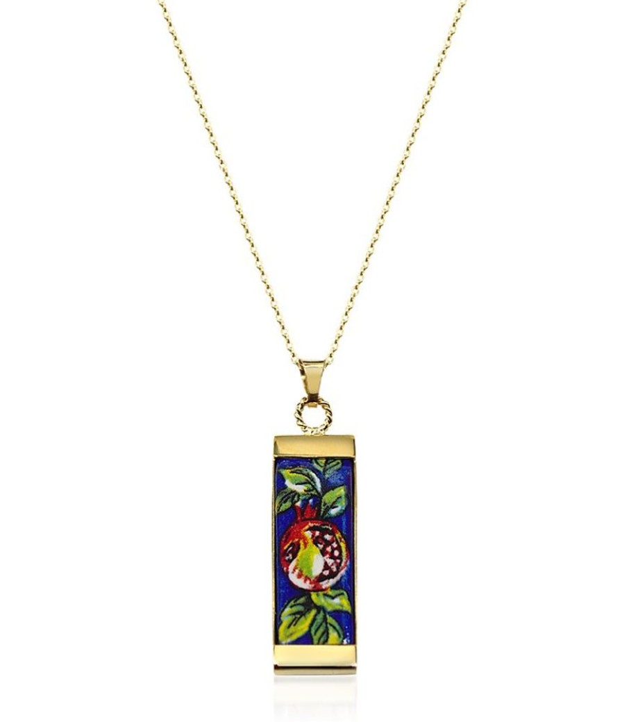 Gioielli Tuscan Jewels Contemporary Jewelry | 18K Gold Plated Sterling Silver Necklace W/4 Cm Ceramic Charm