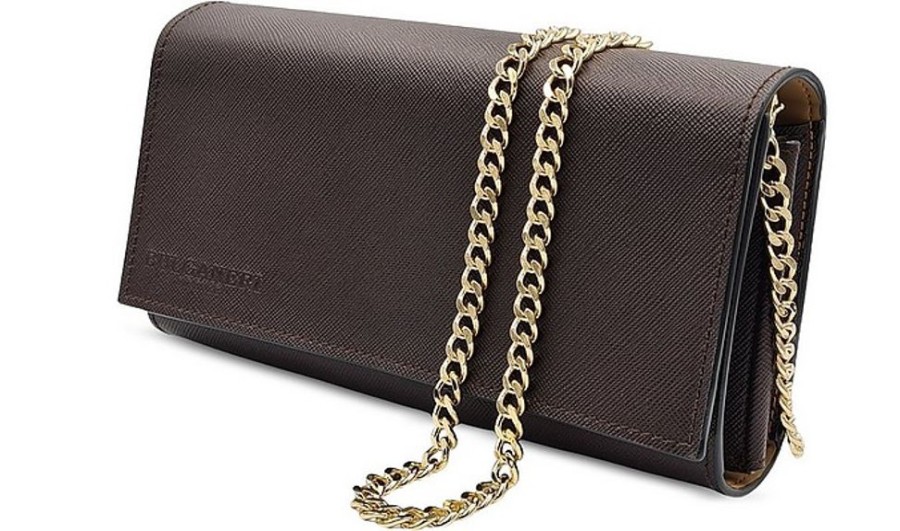 Borse Bulganeri Clutch & Mini | Saffiano Leather Wallet Bag W/Chain