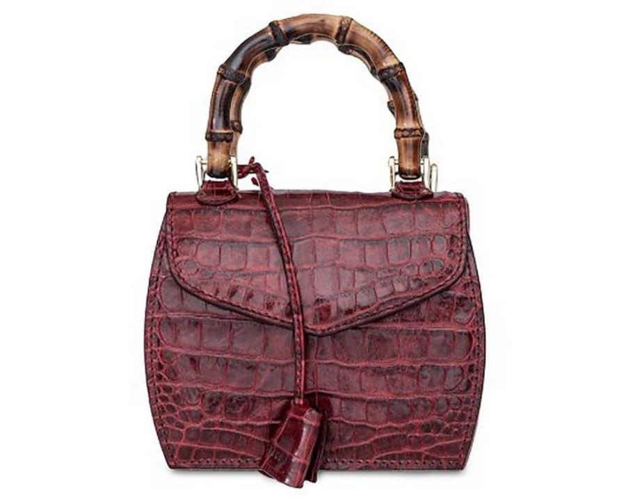 Borse Buti Exotics | Cocco Embossed Leather Mini Satchel W/Bamboo Handle