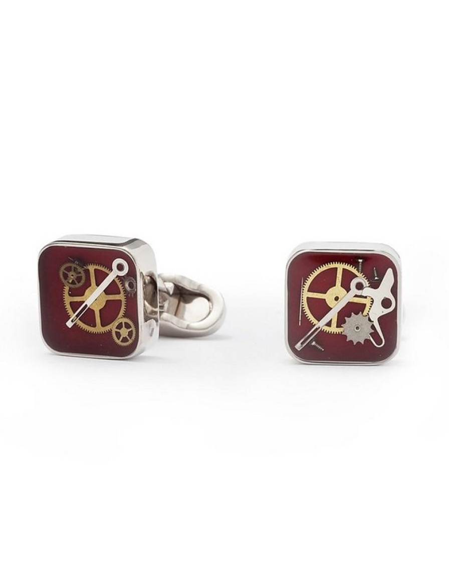 Gioielli Mon Art Gioielli Uomo | Squared Cufflinks W/Clock Gears