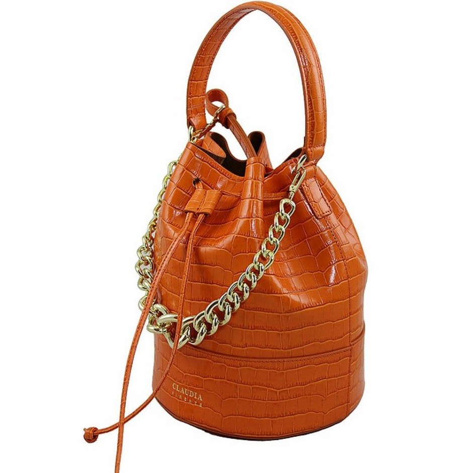 Borse Claudia Firenze Bucket | Cl10865 Cocco Delfina - Croc-Embossed Calfskin Bucket Bag