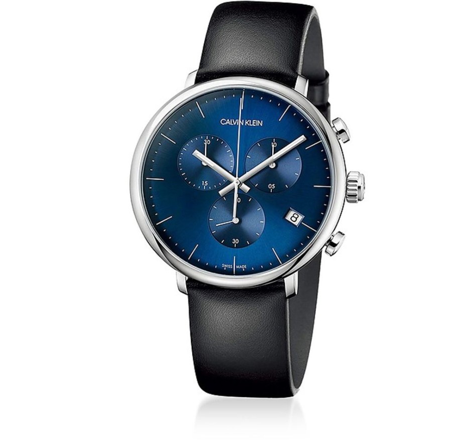 Gioielli Calvin Klein Collection Orologi Uomo | High Noon Men'S Stainless Steel & Leather Chronograph Watch W/Blue Dial