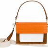 Borse Claudia Firenze Tracolla | Cl10684 - Croc-Embossed Calfskin Brown And Orange Top Handle Bag