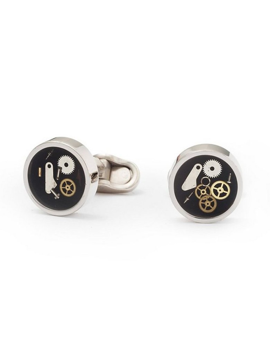 Gioielli Mon Art Gioielli Uomo | Round Brass Cufflinks W/Clock Gears