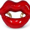 Gioielli Bernard Delettrez Contemporary Jewelry | Gold Plated Lips Ring With Red Enamel