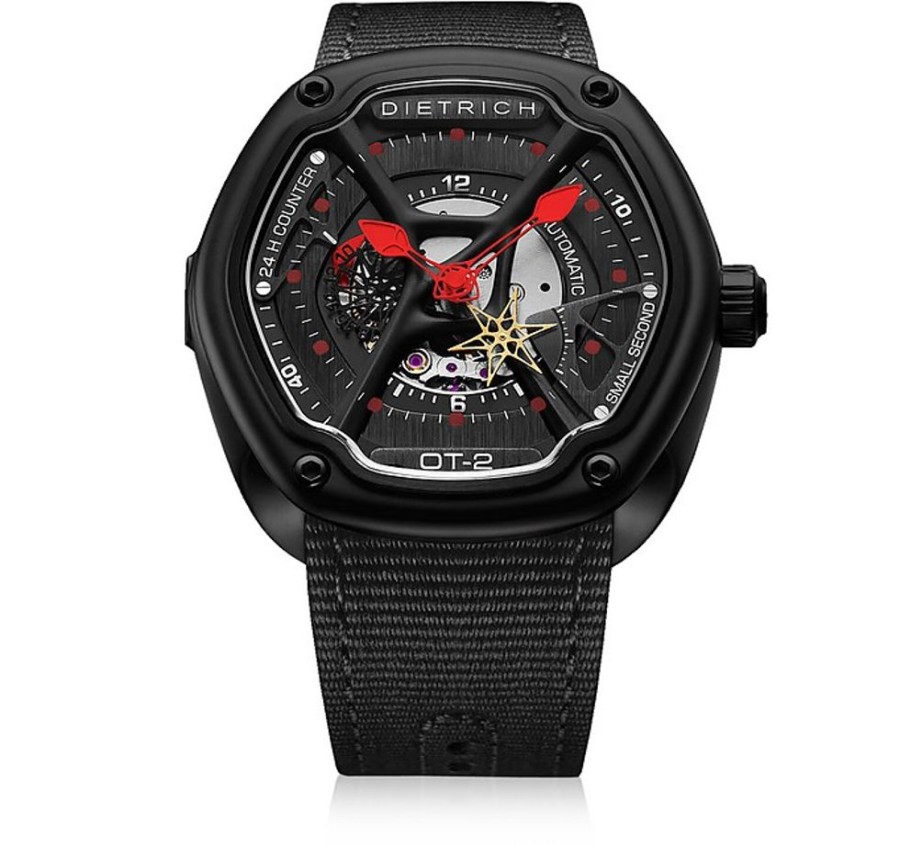 Gioielli Dietrich Orologi Lusso | Ot-2 316L Orologio Da Uomo Automatico Con Luminova Rosso E Cinturino In Nylon