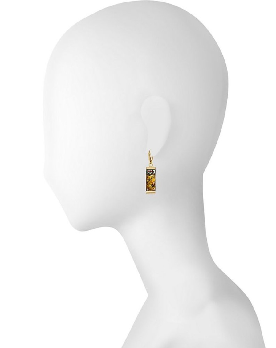 Gioielli Tuscan Jewels Contemporary Jewelry | 18K Gold Plated Sterling Silver Drop Earrings W/5 Cm Ceramic Charm Pendant