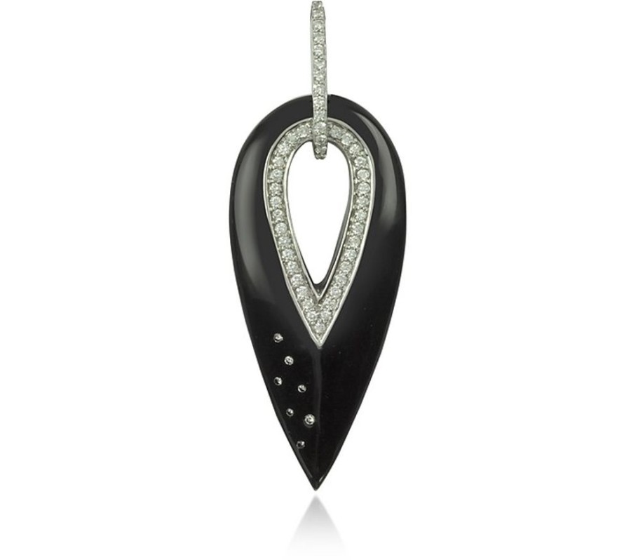 Gioielli Rosato Fine Jewelry | White Gold, Diamonds And Black Enamel Cigno Pendant