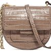 Borse Gianni Chiarini Exotics | Taupe Croco Embossed Leather Shoulder Bag