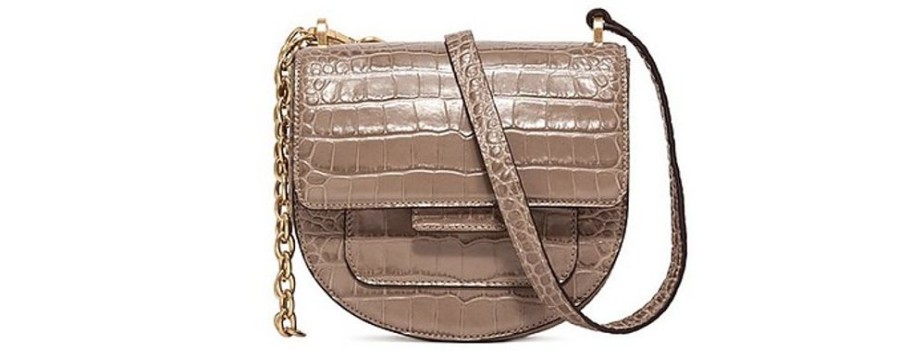 Borse Gianni Chiarini Exotics | Taupe Croco Embossed Leather Shoulder Bag