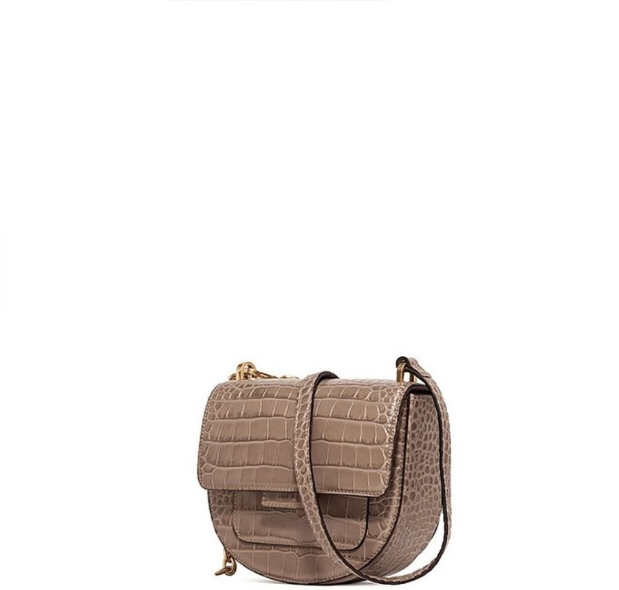 Borse Gianni Chiarini Exotics | Taupe Croco Embossed Leather Shoulder Bag