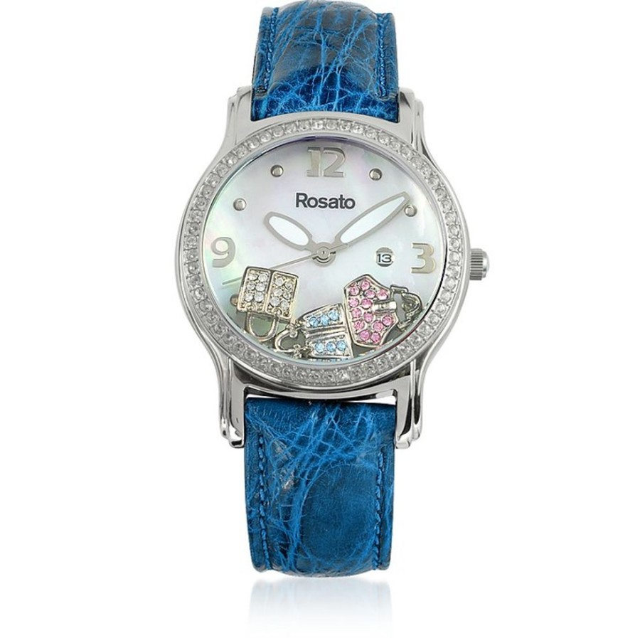 Gioielli Rosato Orologi Donna | Floating Bag Charms Women'S Watch W/Croco Embossed Leather Strap