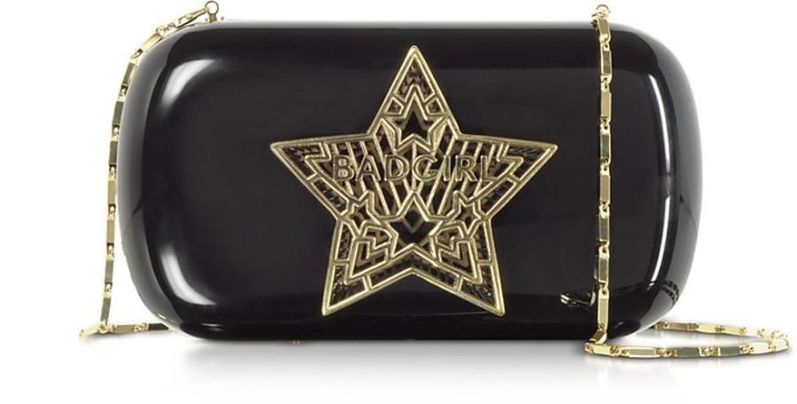 Borse Maissa Clutch & Mini | Bad Girl Clutch In Plexiglass Nero Con Stella 3D