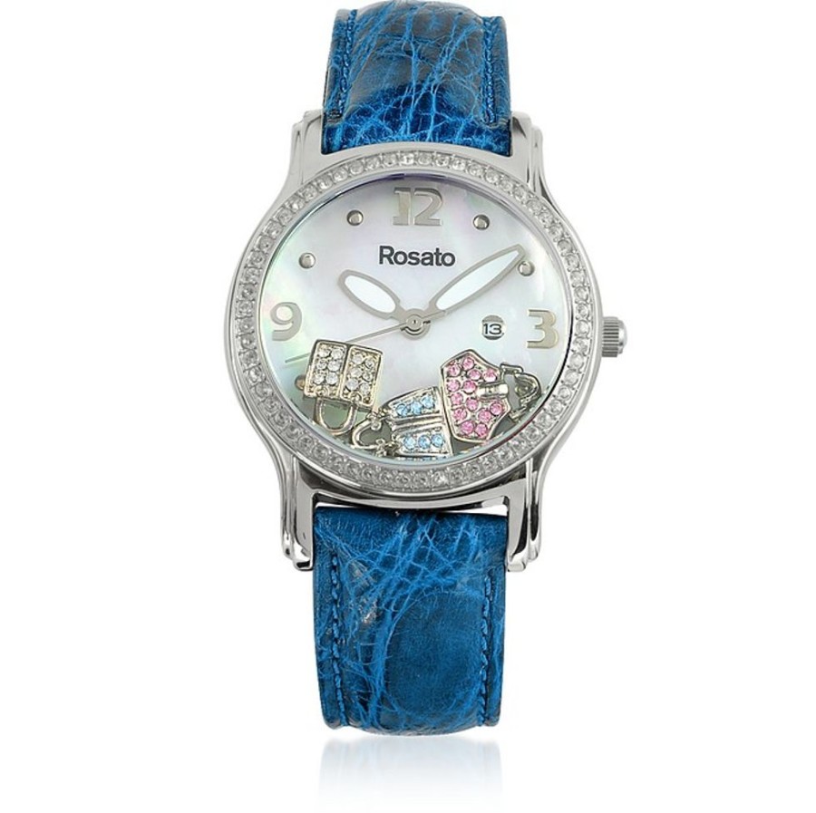 Gioielli Rosato Orologi Donna | Floating Bag Charms Women'S Watch W/Croco Embossed Leather Strap