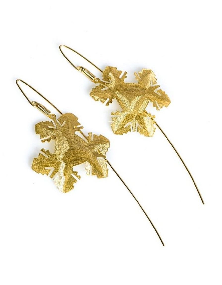 Gioielli Stefano Patriarchi Contemporary Jewelry | Etched Golden Silver Ice Drop Earrings