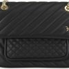 Borse Ungaro Tracolla | Women'S Diva Black Leather Flap Handbag