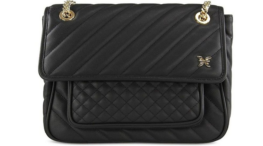 Borse Ungaro Tracolla | Women'S Diva Black Leather Flap Handbag