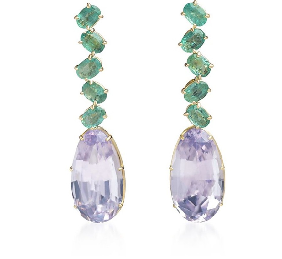 Gioielli Bernard Delettrez Fine Jewelry | Gold Earrings With Quartz And Emeralds