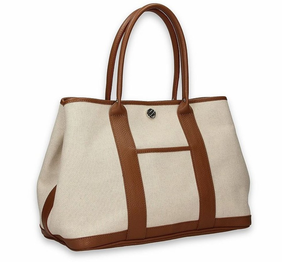 Borse Bonfanti Shopping | Marina B - Light Beige And Brown Tote Bag