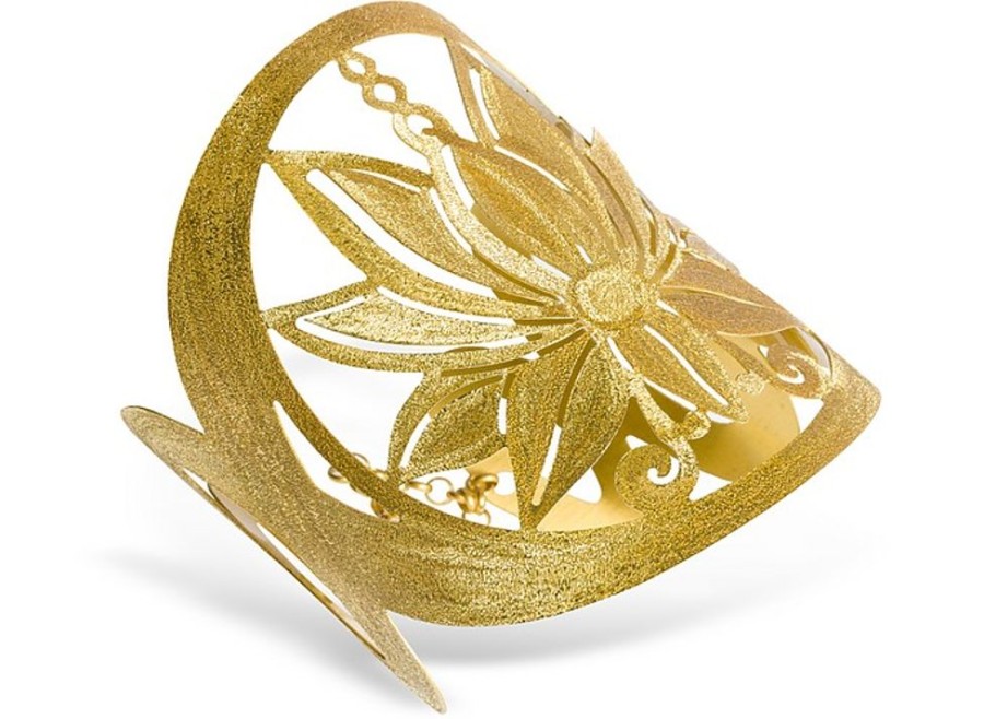 Gioielli Stefano Patriarchi Contemporary Jewelry | Etched Golden Silver Loto Medium Bangle