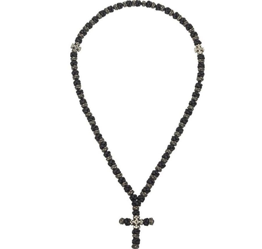 Gioielli Be Unique Gioielli Uomo | Collana 100 Con Croce In Argento 925 E Maglia Nera