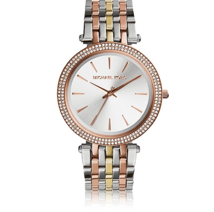 Gioielli Michael Kors Orologi Donna | Darci Three Tone Orologio Da Donna In Acciaio Tricolore