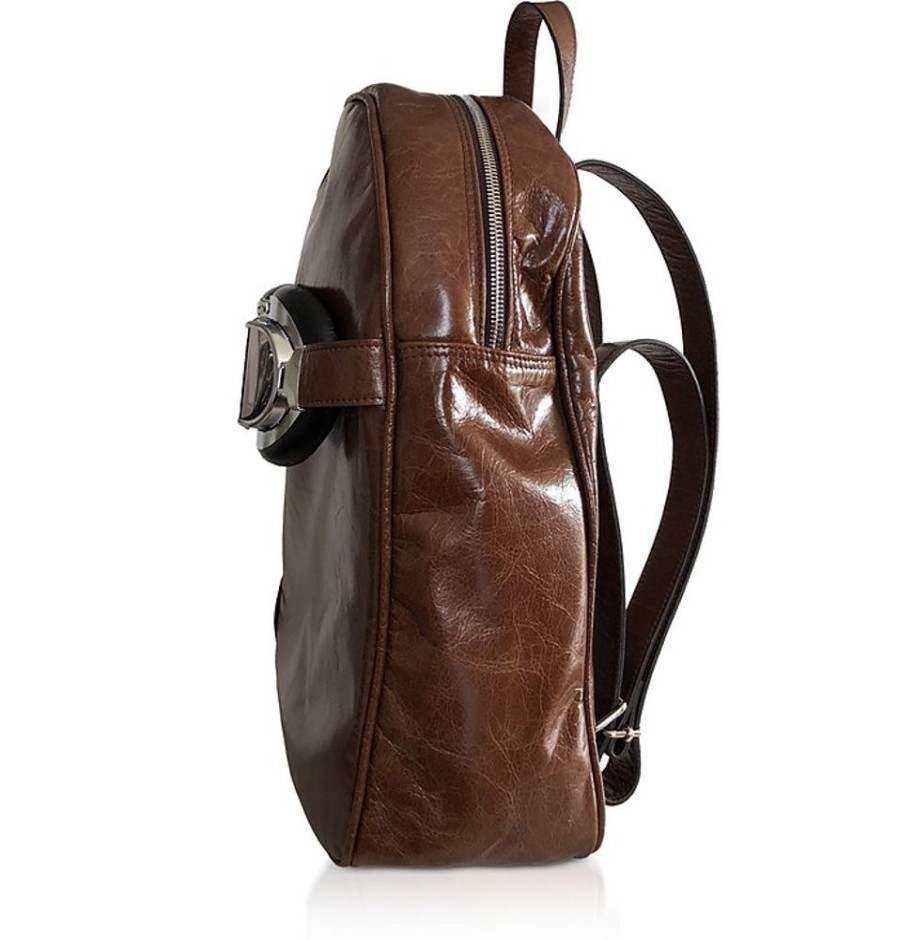 Borse Poshead Zaino | Large Brown Leather Poshback Steam Backpack