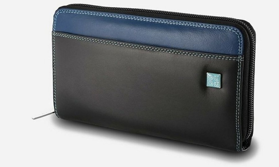 Borse Dudubags Portafogli & Co. | Black Leather Zip Around Large Wallet