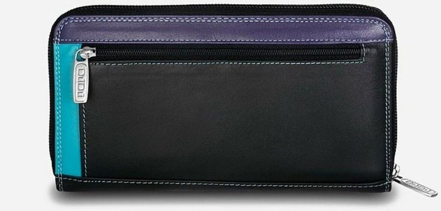 Borse Dudubags Portafogli & Co. | Black Leather Zip Around Large Wallet