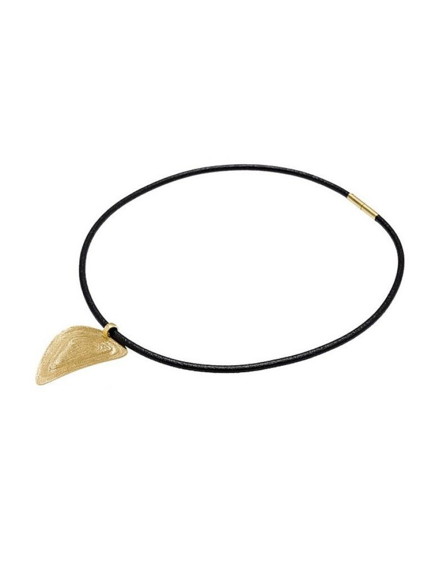 Gioielli Stefano Patriarchi Contemporary Jewelry | Etched Golden Silver Choker W/ Small Drop Pendant